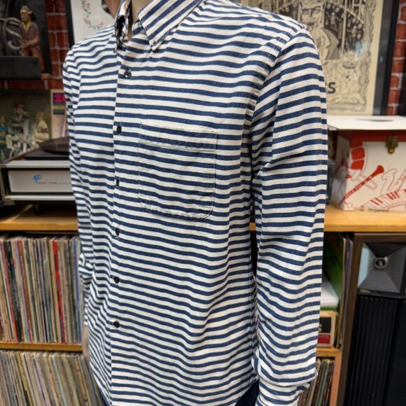Naked and Famous striped fitted denim shirt size large - Picture 9 of 11